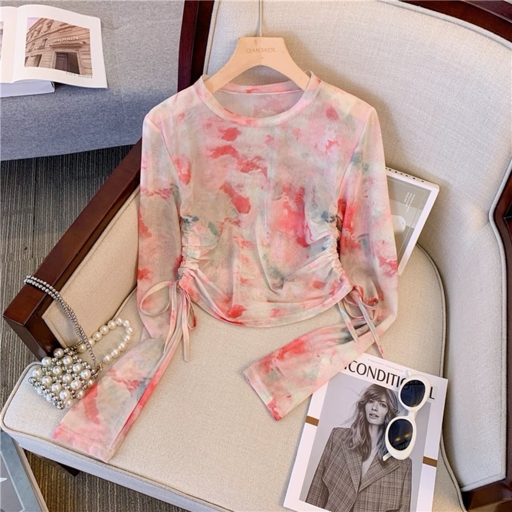 Pink sheer top with side ties